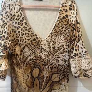 Roberto Cavalli - Leopard Print V-Neck Women's Top